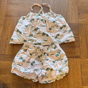 Janie and Jack Girls Two-Piece Palm Tree Tank & Shorts Set - pink & Green size 3